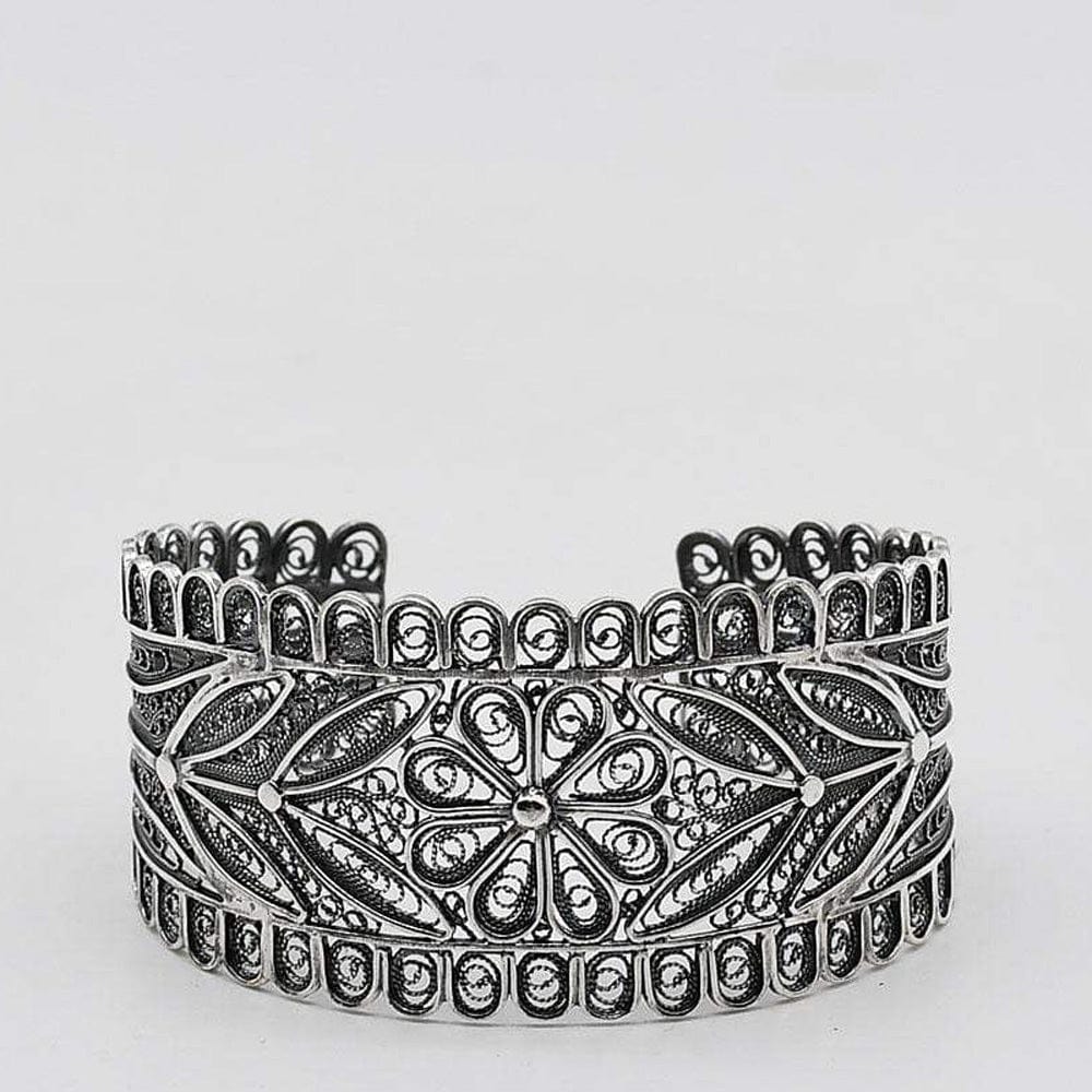 Bracelet manchette en argent I Orfèvrerie portugaise Bracelet manchette en argent oxydé