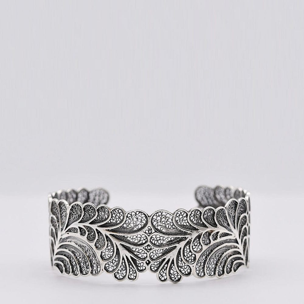 Bracelet manchette en argent oxydé I Orfèvrerie portugaise Bracelet manchette en argent